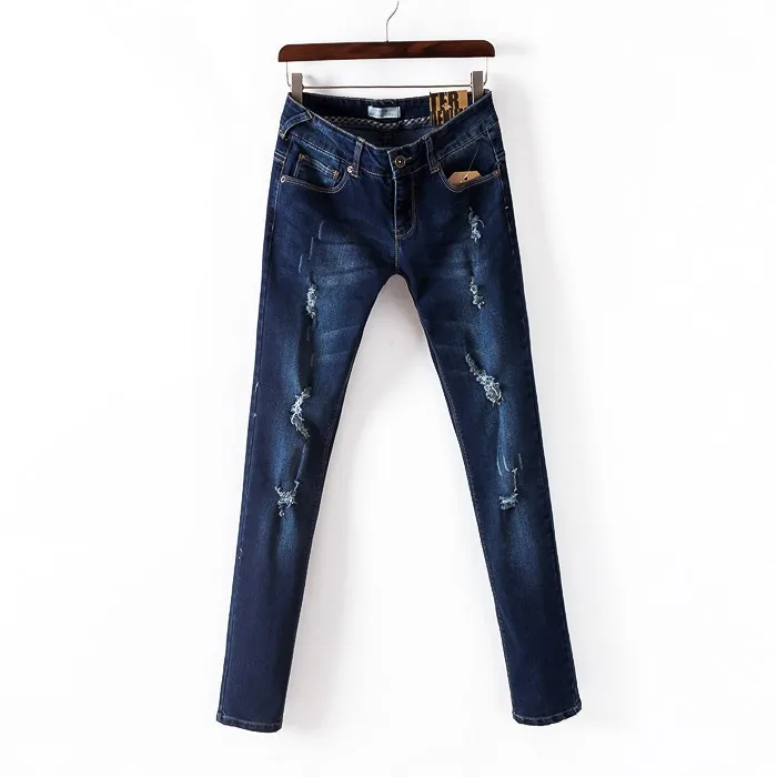 Новинка хлопок стрейч женские модные рваные джинсы в стиле кэжуал Ретро брендовые винтажные бойфренды синие джинсы женские облегающие джинсы Z2127