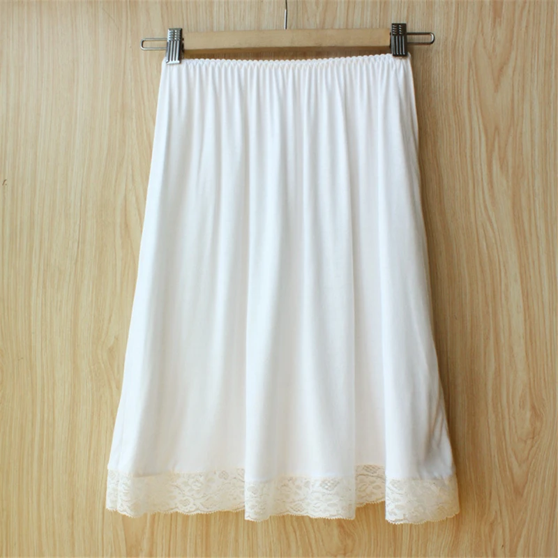 Plus Size Women Modal Solid Half Slips With Lace Elastic 2017 Summer