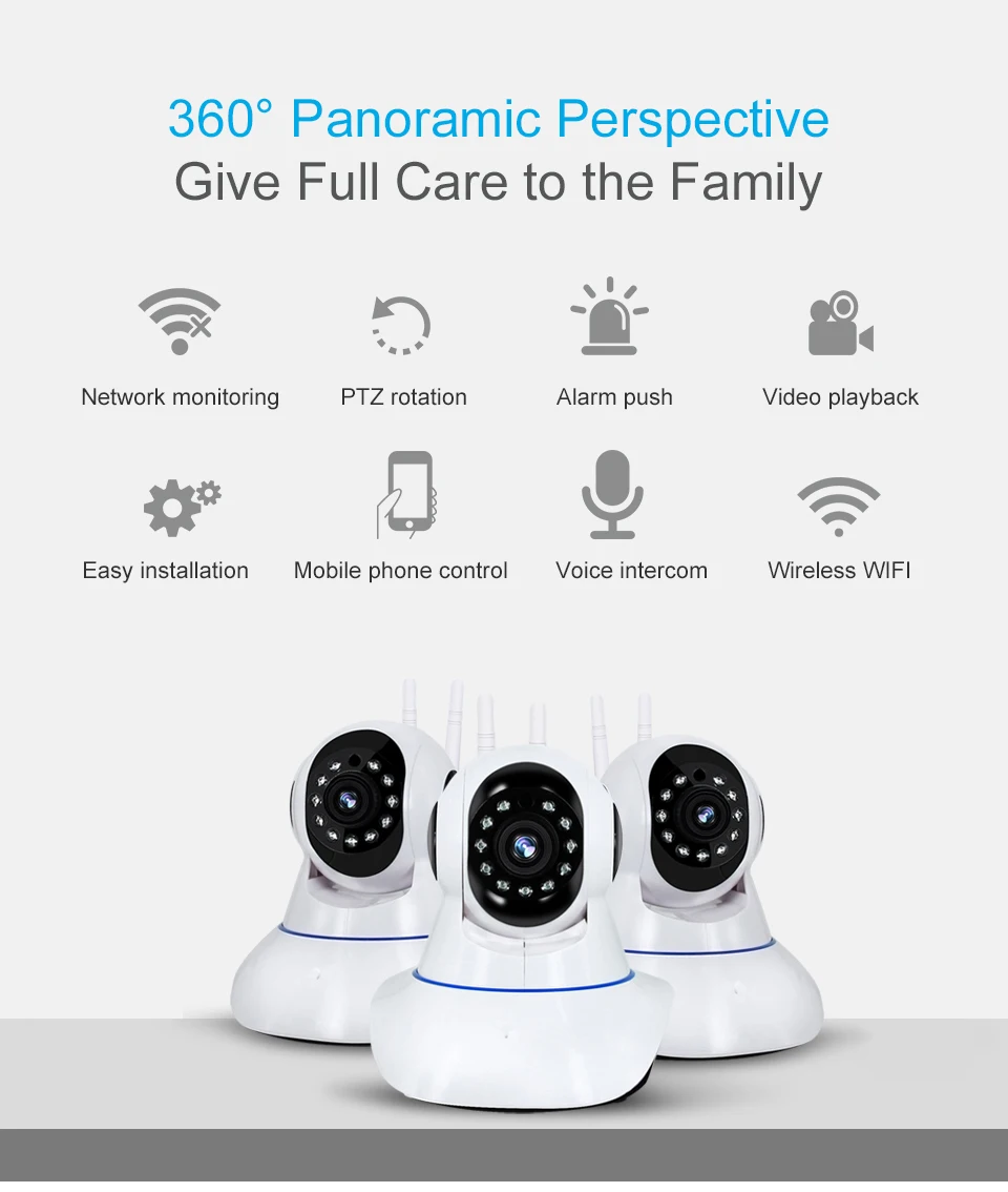 

HD IP Camera , Security Wireless Camera with Night Vision 2-Way Audio Motion Detection, Remote Monitor by Smartphone