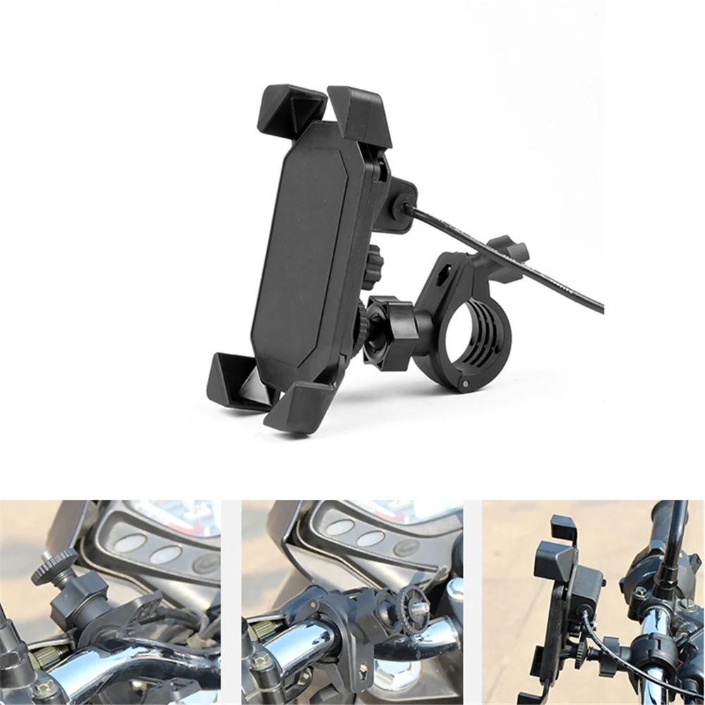 Hot sale Motorcycle Phone Mount With Charger 5V 2.4A USB Port Easy to Install For All 4.7 6" Phones Black Multi-function