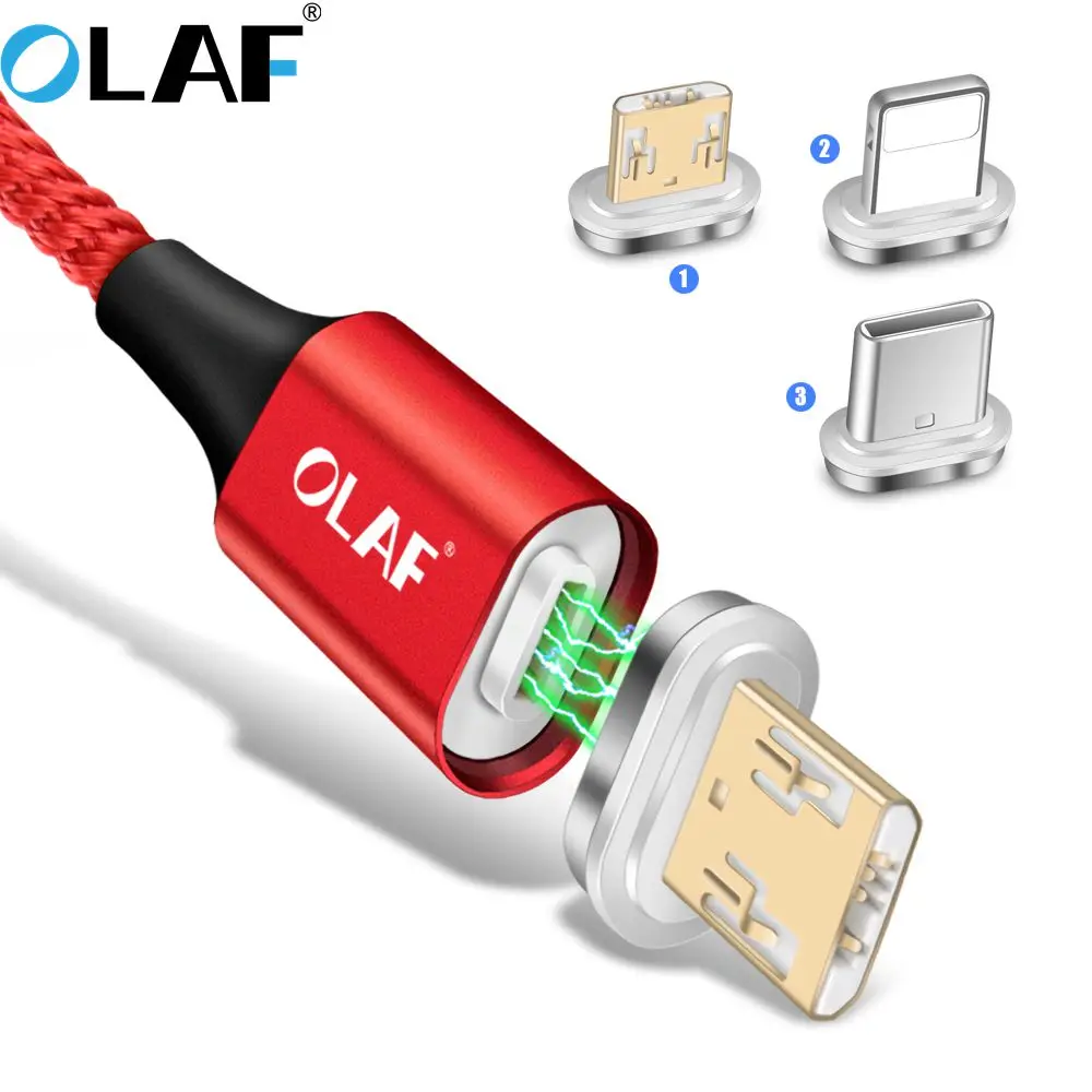 

Olaf LED Magnetic USB Cable For iPhone XR XS Micro USB Cable Fast Charging Charger USB Type C Cable For Samsung Xiaomi Huawei