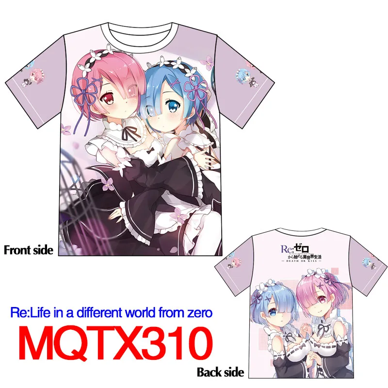 Re Zero kara Haj аниме футболка Мужская и Женская Новая мода хип хоп футболки