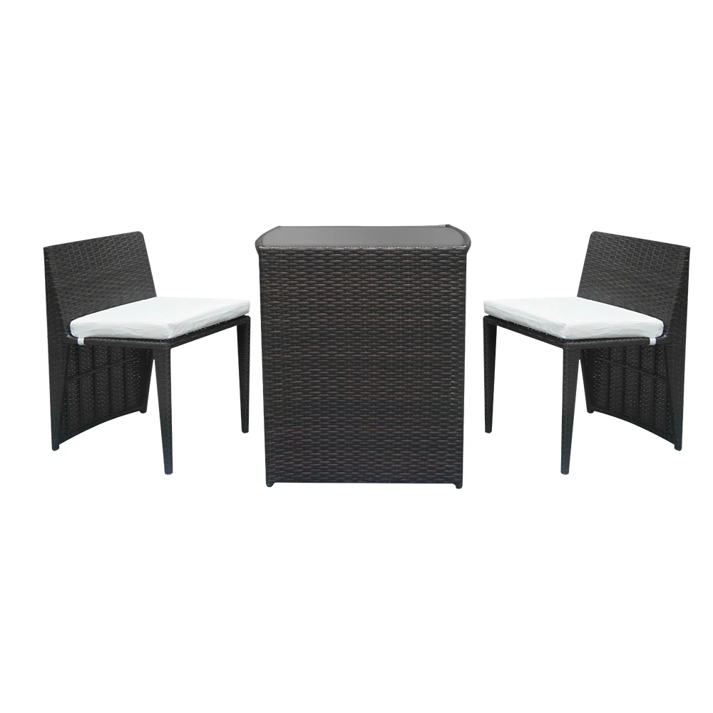 

2pcs Bar Chairs 1pc Bar Table Rattan Chair Set Brown Gradient