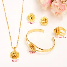 Por Traditional African Wedding Rings Bangrui 2017 Newest Gold Jewelry Sets Earrings Pendant Ring Traditional African Bridal Habesha Women Party Nice Gift