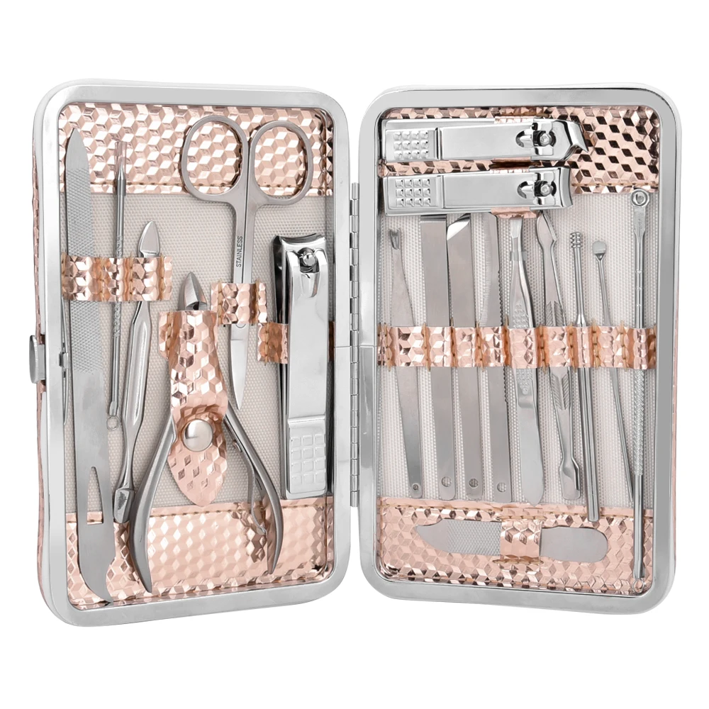 

18 in 1 Pro Manicure Set Nails Clipper Stainless Steel Pedicure Cuticle Scissors Remove Blackhead Acne Needle Nail Art Tool Kits