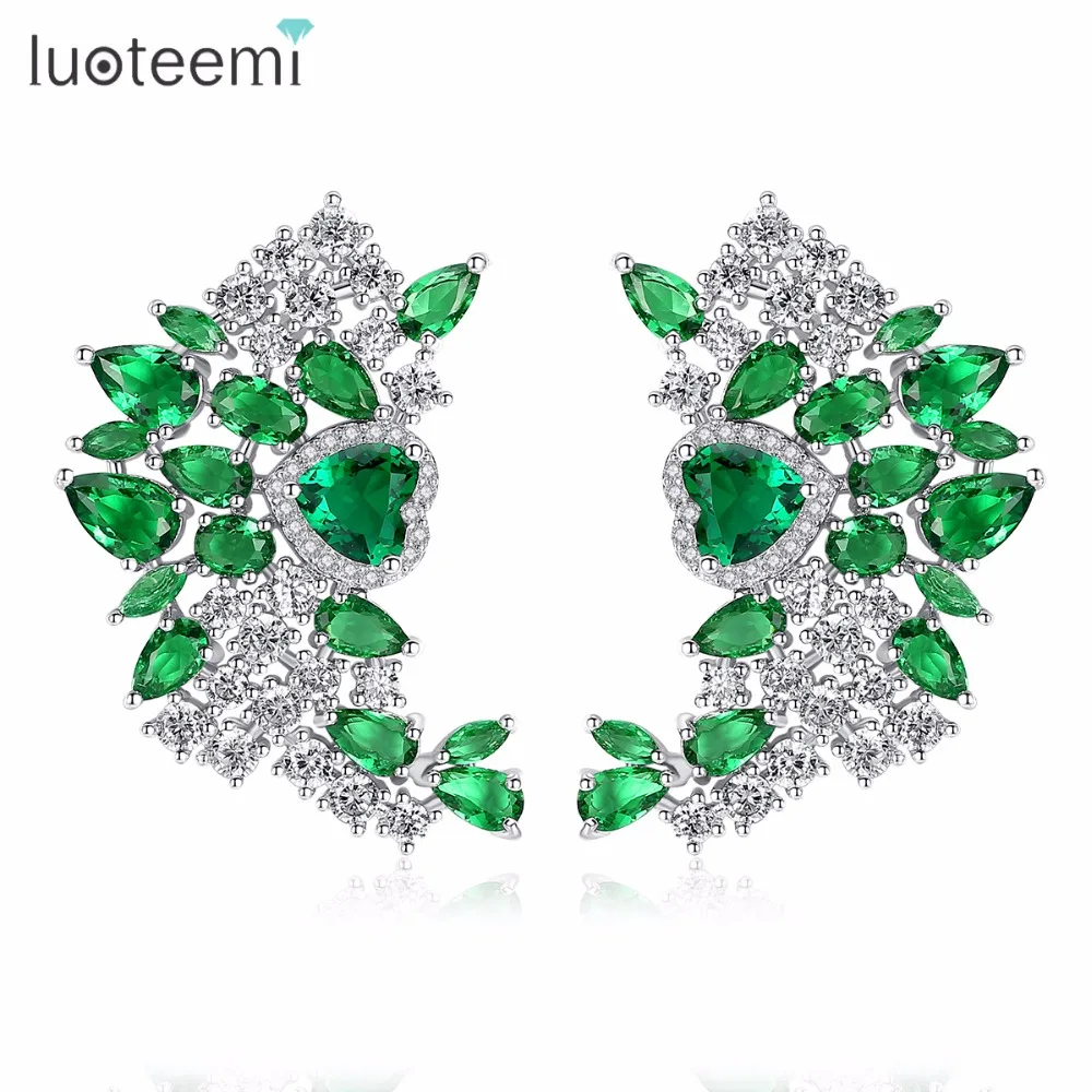 

LUOTEEMI New Arrival Irregular Great Shaped Cubic Zirconia Romantic Heart Stud Earrings for Women Fashion Wedding Jewelry