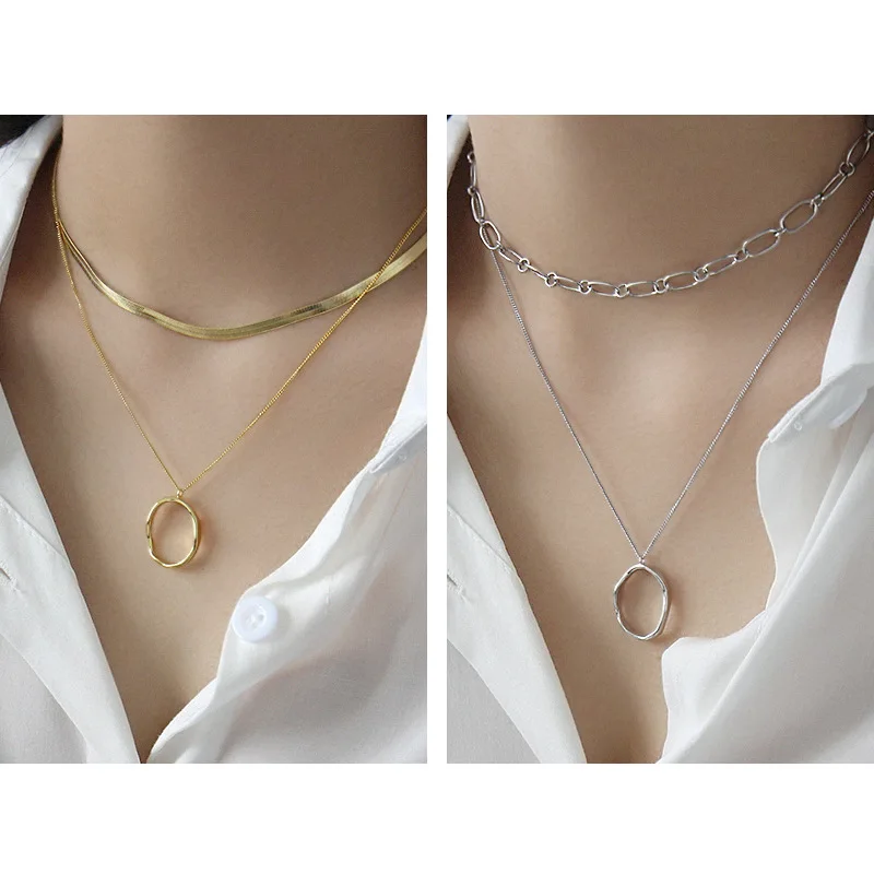 F.I.N.S нерегулярные вогнутые 925 пробы серебряные модные Овальные Подвески ожерелье для женщин украшения ювелирные изделия