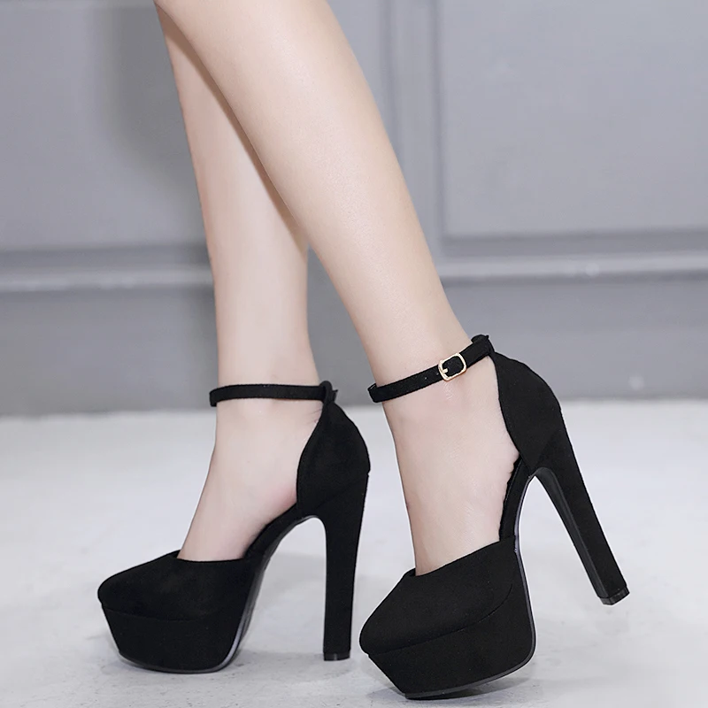 

Coarse-heeled waterproof table sandals New style simple fashion banquet shoes buckle professional women's shoes in summer 2019