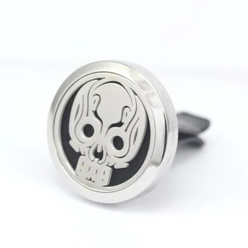 

2017 New 30mm Stainless Steel Hollow Skull with Vent Auto Aromatherapy/Essential Oil Diffuser Perfume Locket Clip for Car