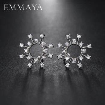 

EMMAYA Round Stud Earring with AAA Austrian CZ Crystal Fashion Earrings for Women Jewelry
