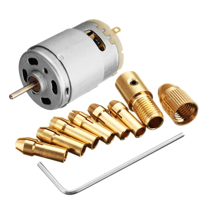 

1Pc Dc 12V 500Ma Mirco Motor With 6Pcs 0.5-3.2Mm Drill Collet Electric Pcb Tool Set