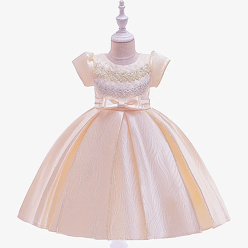 

3 - 10 Years Girls Dress Summer 2019 Pears Champagne Gray Red Lace Party Princess Costume Short Sleeve Kids Casual Dresses 6A3D