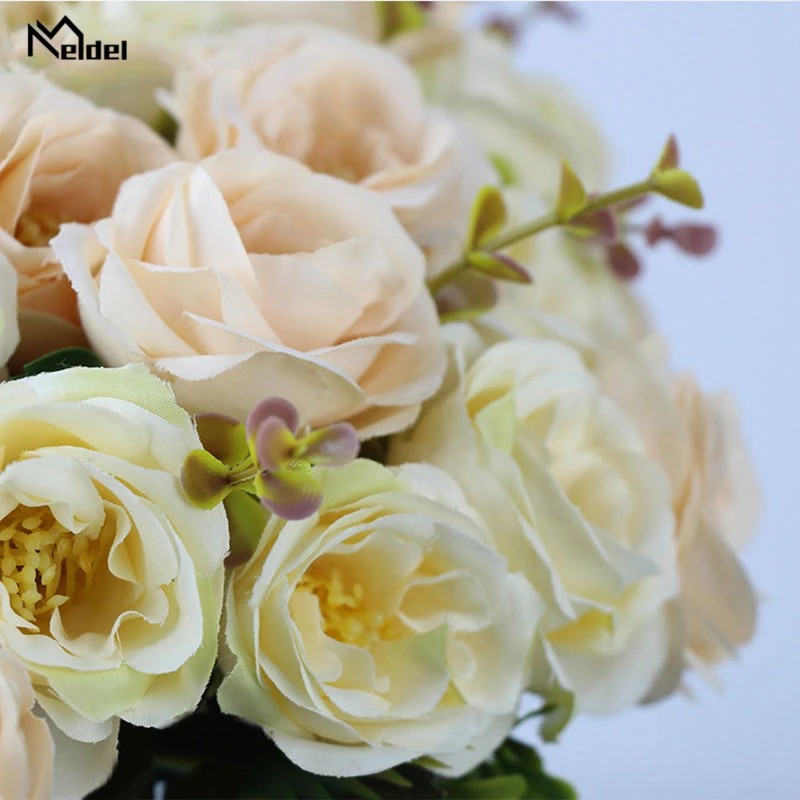artificial flowers silk rose wedding bouquet home decor (3)