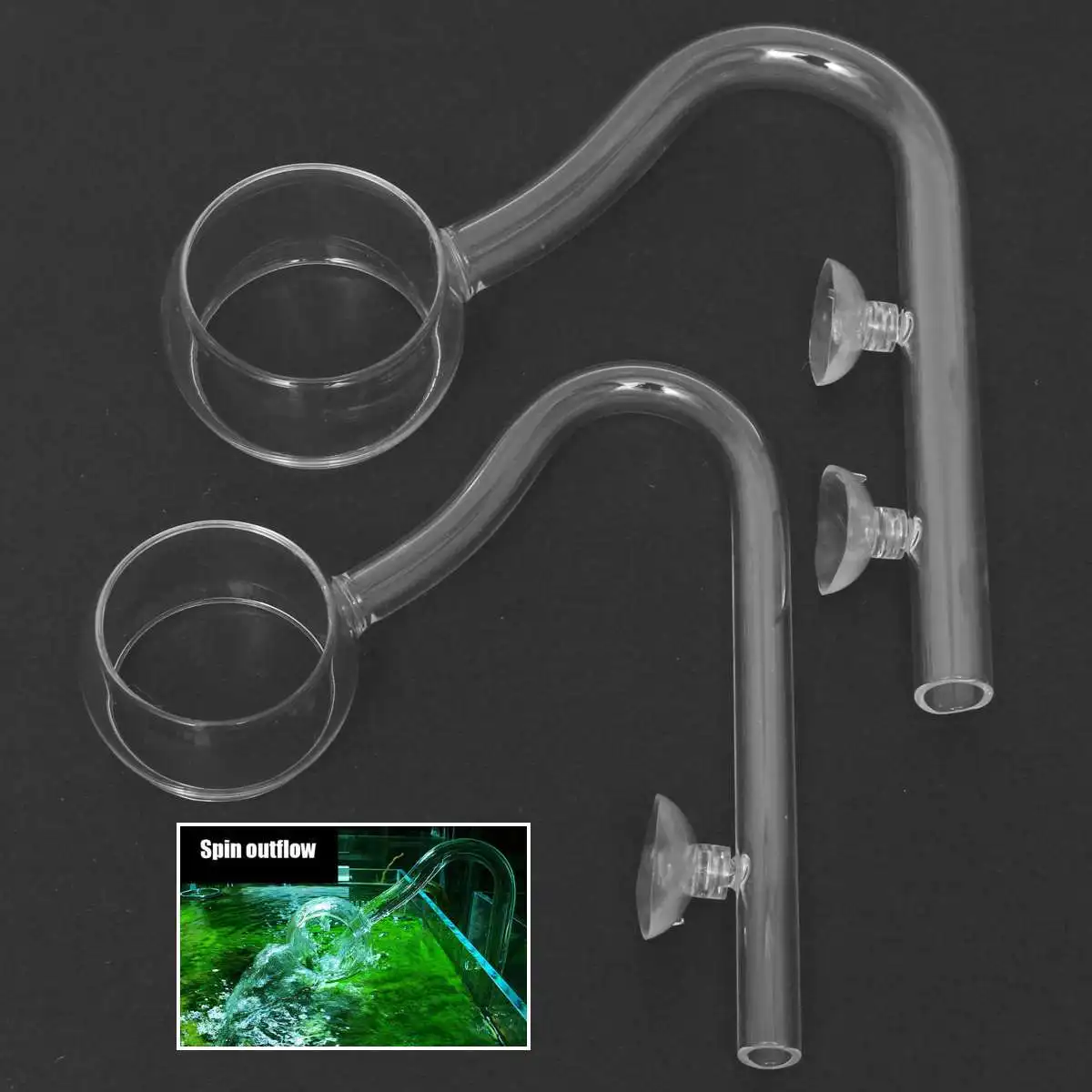

Aquarium Glass Outflow & Inflow Spin Lily Pipe Tube + 1/2 Suction Cup For Planted Fish Tank 12/16mm Aquarium Glass 12mm 16mm