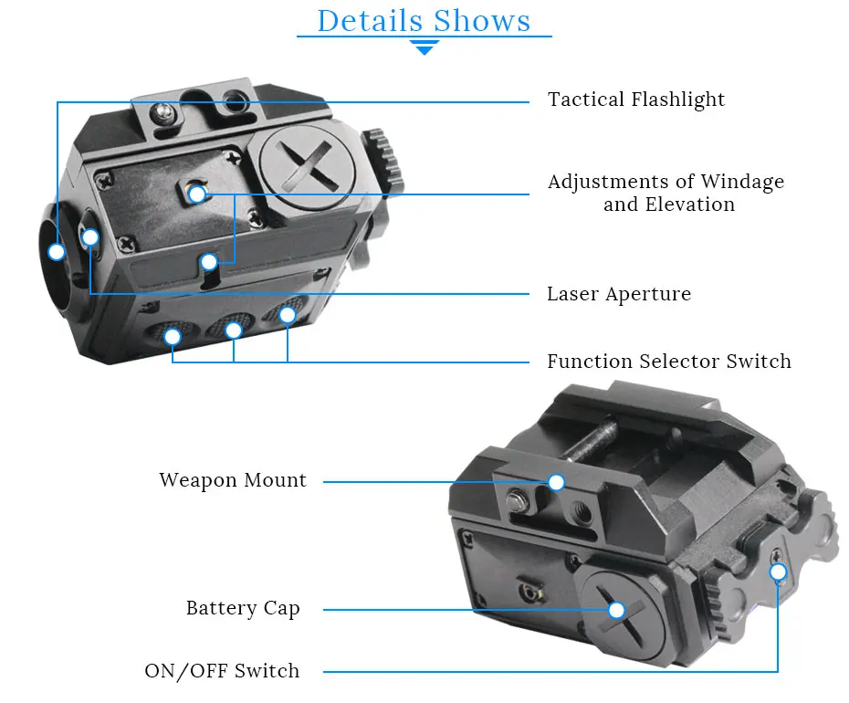 Lanterna e Verde Montado em Trilho Tactical Combo Função Estroboscópica Mira Laser 200lm Led Pistola Luz Ls-cl3 Gun 9 Luzes de armas