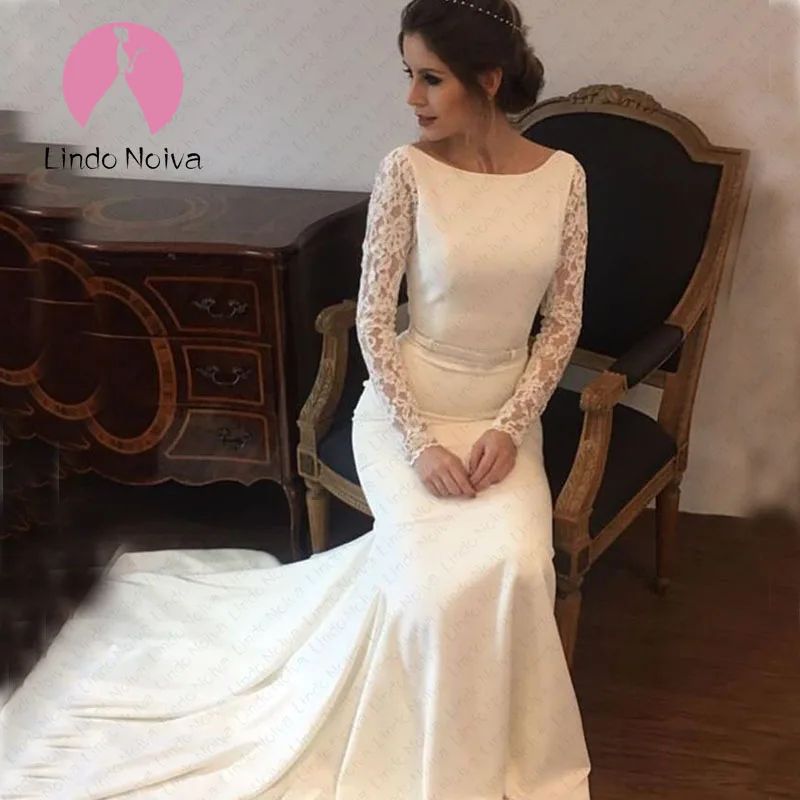Vestidos De Noiva кружевные платья с длинными рукавами Русалка прополка 2019 Элегантное