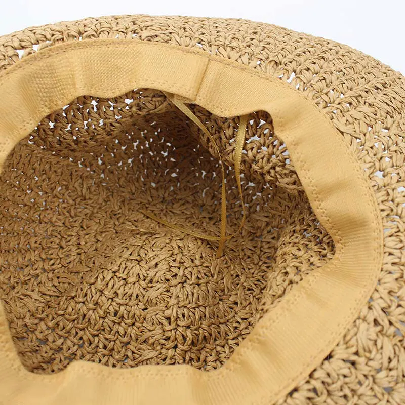 Летняя соломенная шляпа Для женщин большой пляжные шляпы с широкими полями, солнце шляпа складной Солнцезащитный УФ-защита полями