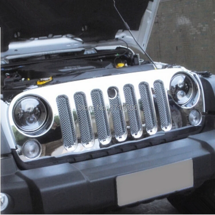 ABS Chrome Car front bumper Mesh Grille Around Trim Racing Grills Fit