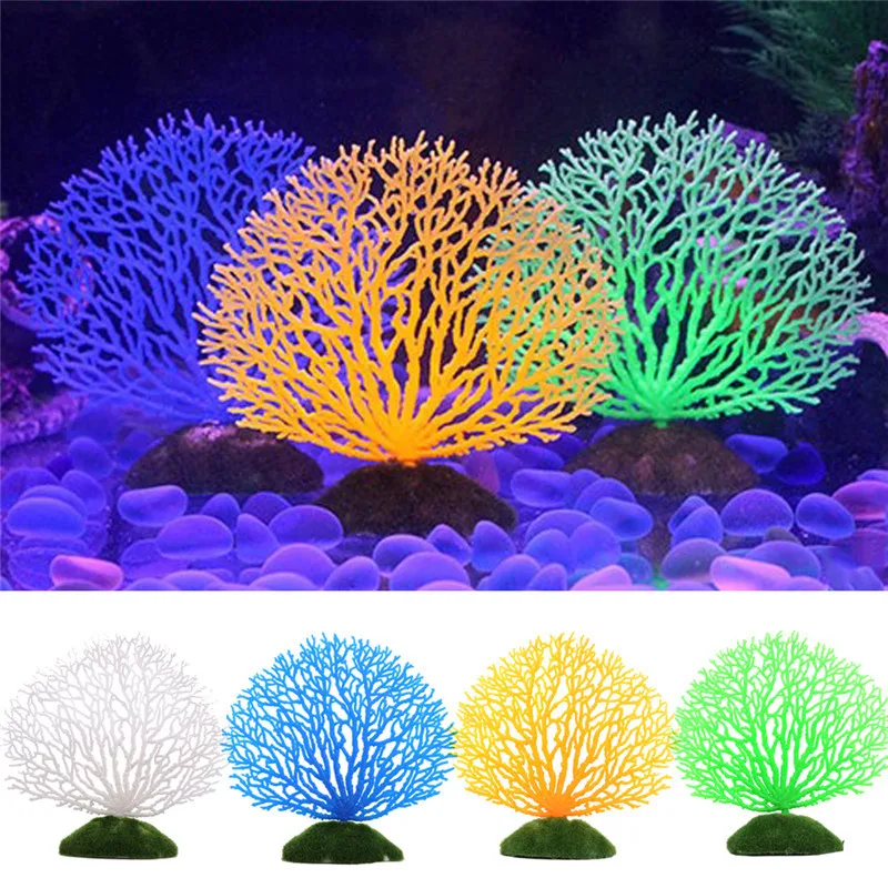 Hot Fish Tank Ornaments 4 Colors Artificial Fake Coral Aquarium Plants