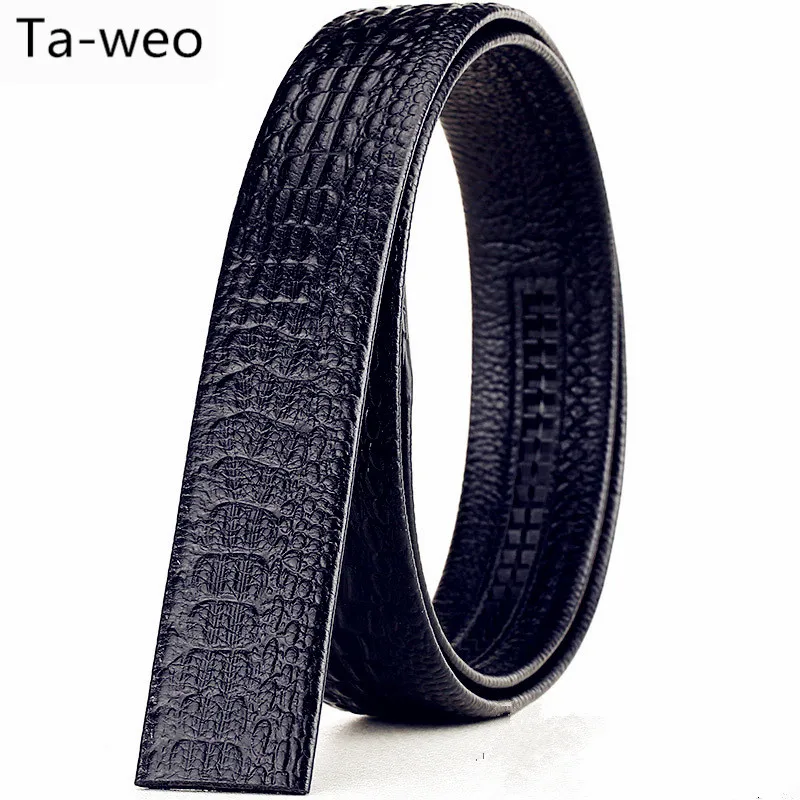 

Ta-weo Men's Cowhide Leather Belts, No Buckle, business Leather belt men good quality, print striped strap waistband