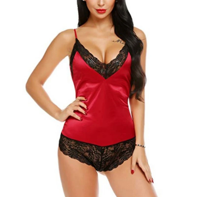 

Women Sexy Lingerie Underwear Sling Nightwear Lace Racy Temptation Bodysuit Underwear Sling Bra Brief Set
