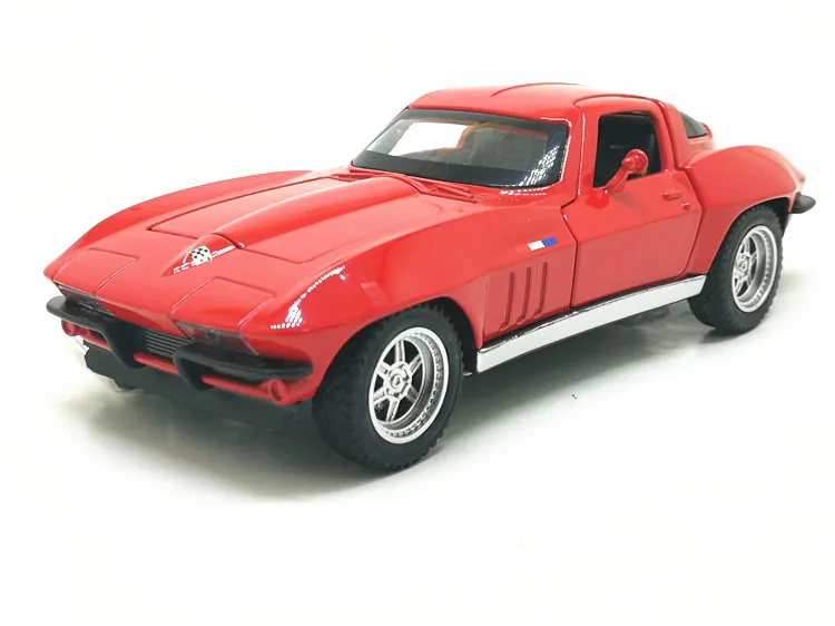1:32, электрический спортивный автомобиль Corvette C2, литая модель автомобиля из сплава, металлический автомобиль, детская игрушка