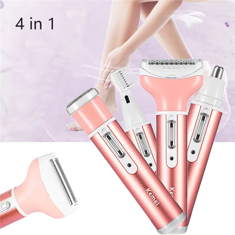4 in1 Women Epilator Electric Hair Removal Shaver Female Shaving Machine Bikini Body Razor For Eyebrow Men Nose&ampEar Trimmer | Красота и