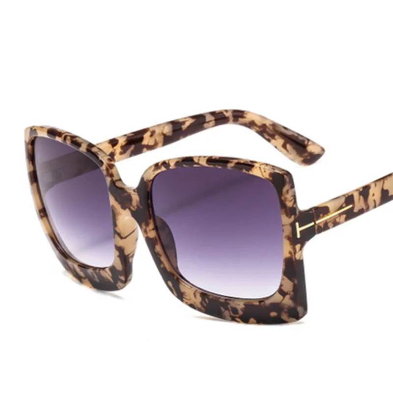 

Oversized European and American leopard For Women Unisex Square Lens Sunglasses with New Fashionable Men Style Women's Goggles