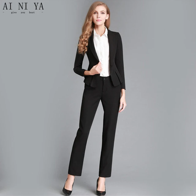 Trajes De Negros Para Mujer, Trajes Formales Para Mujer, Diseño De De Oficina, Traje De Pantalón, Trajes Formales Para Mujer - De Traje - AliExpress