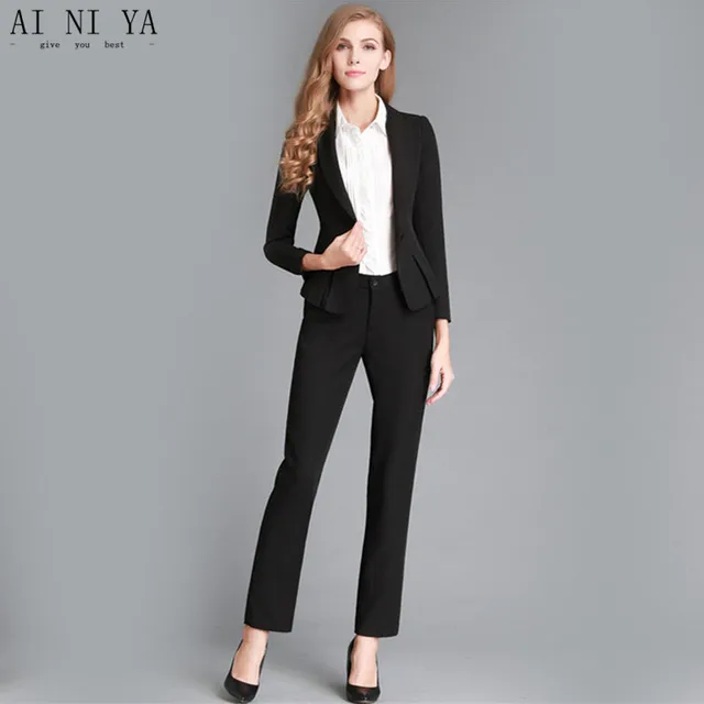 black womens business suits ladies winter formal suits office skirt suit vs pant suit