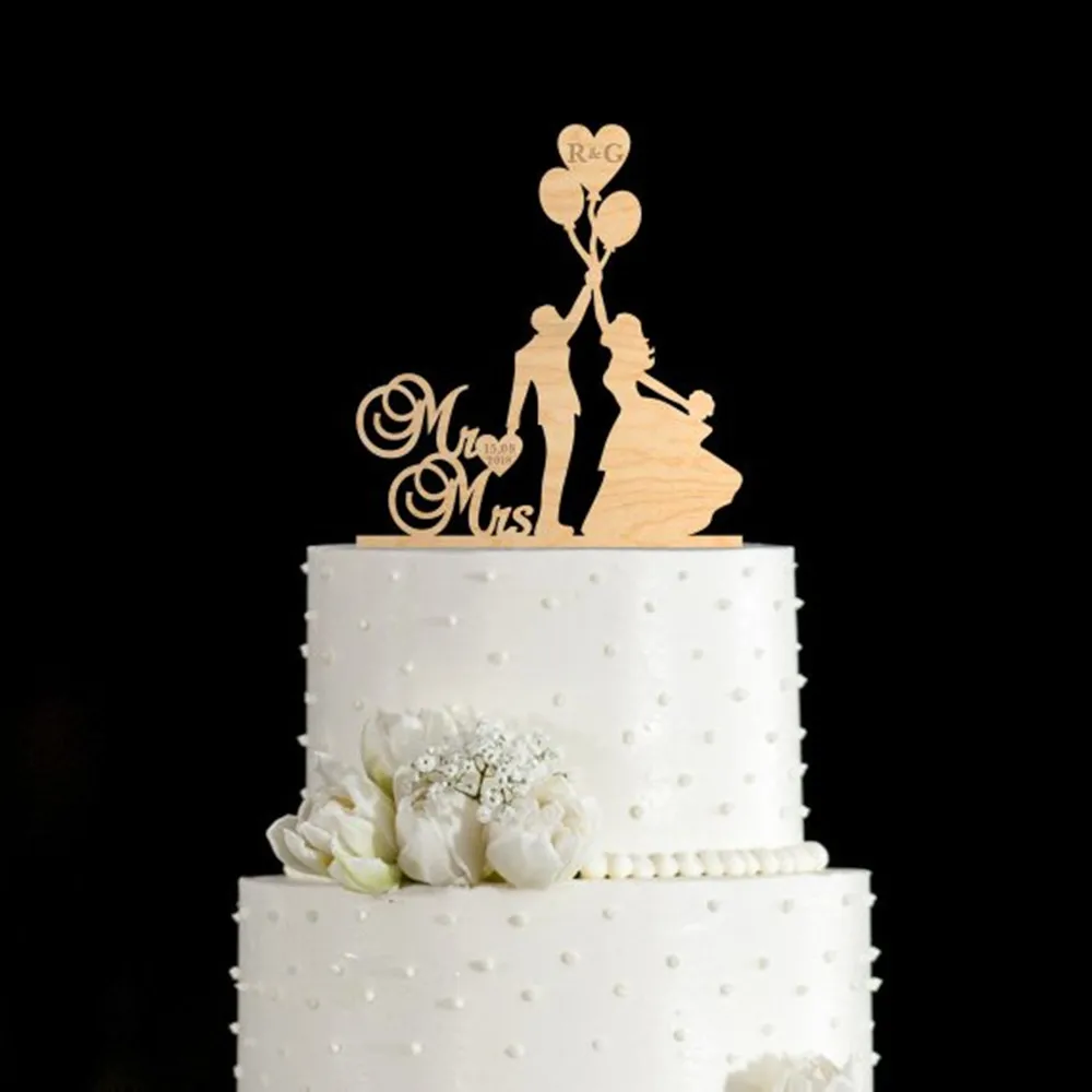 

Personalized Wedding Cake Toppers, Custom Cake Topper Wedding Cake Decoration - Mr and Mrs Cake Toppers for Bride and Groom