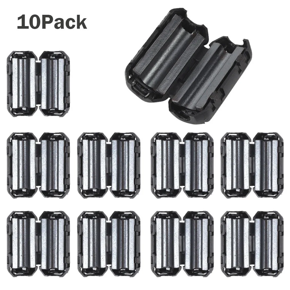 

10Pcs Black Clip On Clamp RFI EMI Noise Filters Ferrite Core For 5mm Cable sep12