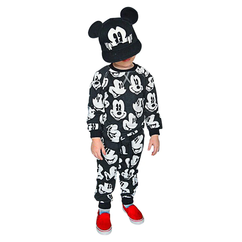 

Autumn Spring minnie mickey mous cartoon miki baby boys sweatshirt + pants girls 2 pcs set kids suit for children 2 to 5 yrs