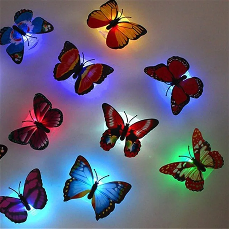 Colorful LED Butterfly Suction Night Lights New Year Christmas Battery Operated Lamp Indoor