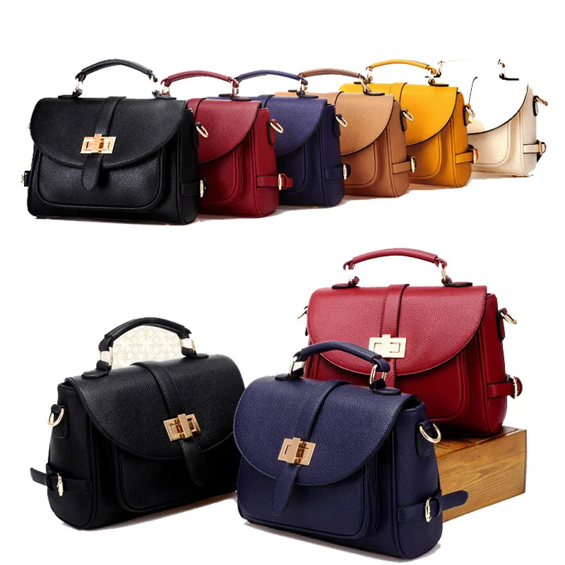 

2017 New Arrival Retro Women Shoulder Bag High Quality PU Leather Red Handbag Colorful Female College Fashion Totes Bag