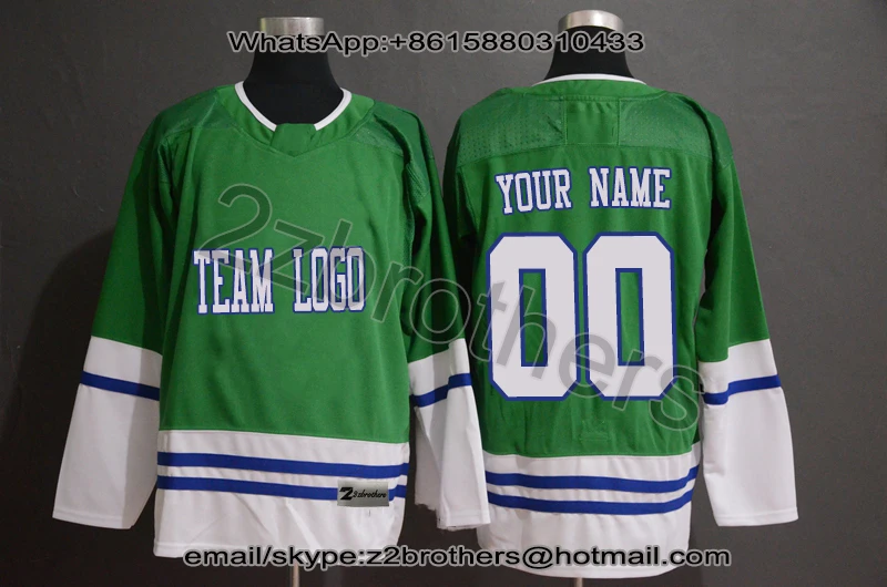 

Factory OEM Custom Ice Hockey Jerseys Design DIY Your Own College Team Sweater Stitch Logo Name Number Hartford Green White Men