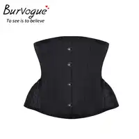 Burvogue Underbust Waist Control 12 Steel Bones Corset Bustiers Short Cincher Embroidery Waist Trainer Women Satin Corset