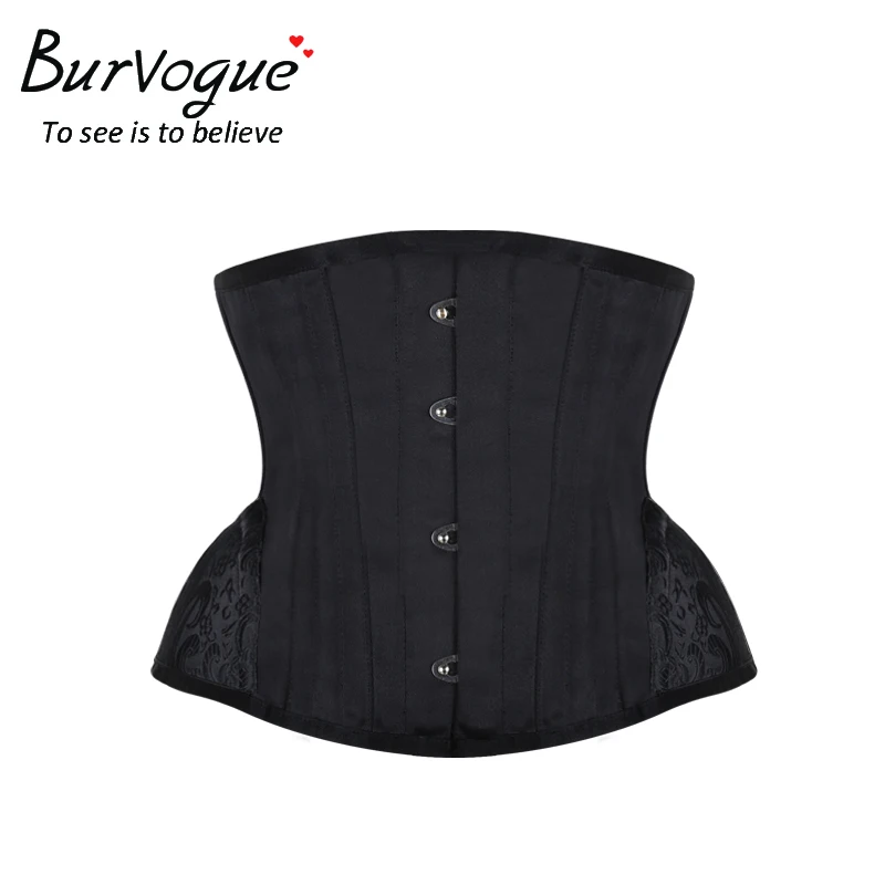 Najtaniej Burvogue Underbust modelowanie talii 12 gorset stalowy gorset gorsety krótki Cincher haft gorset waist trainer kobiety satynowy gorset