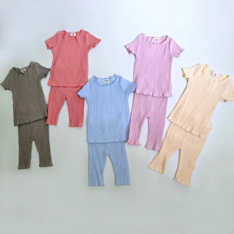 

Baby Girl Clothes Set Summer Tops Short Sleeve T Shirt and Shorts Girls Clothing Ribbed Cotton Cute Princess 2pcs Outfits