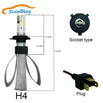 

SCANDIAG H4 LED Headlight Bulbs Conversion Kit, 2000LM 6000K Headlamp, IP68 White 2-Pack