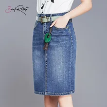 Короткие соотносительные синие джинсовые юбки из денима полудлины с разрезом сзади, одношаговые юбки, отбеленный светильник, синяя эластичная Металлическая пуговица