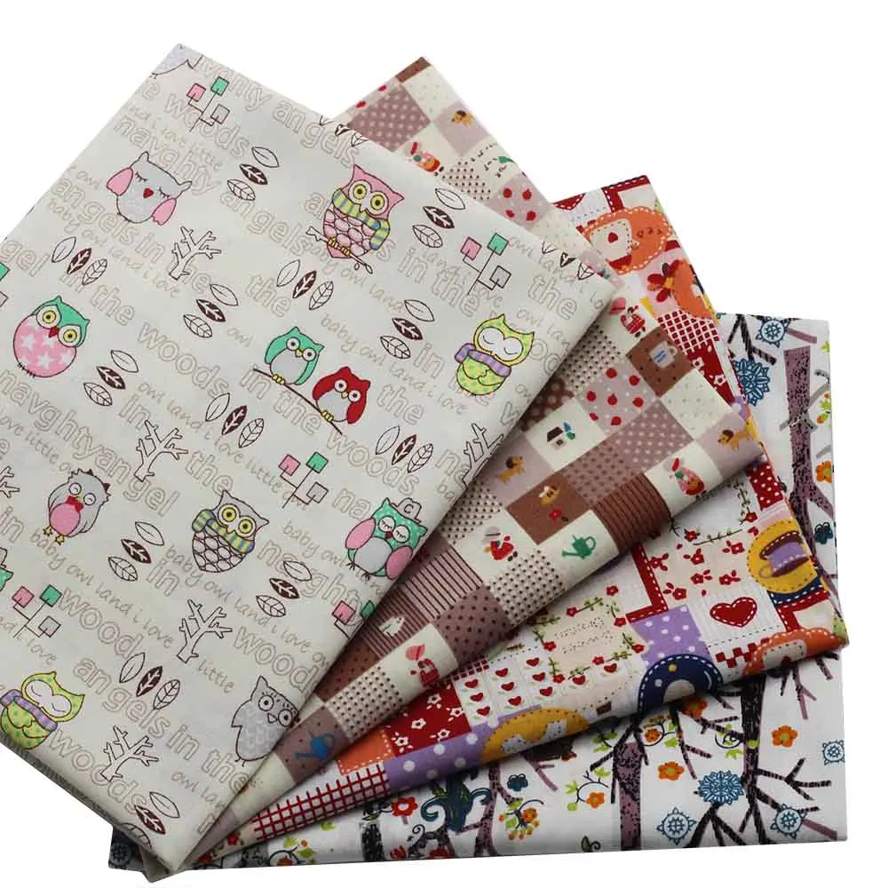 Cotton Fabric 4 designs 50x50cm FC27 floral printed fabrics worsted fabric density cotton poplin Free Shipping