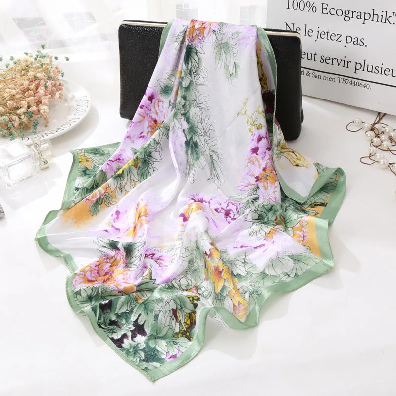 Новая мода Цветок для женщин платок бандана квадратный шарф Lxuxry бренд кольцо сумка шарф галстук шеи красивый принт элегантный M293 - Цвет: 6