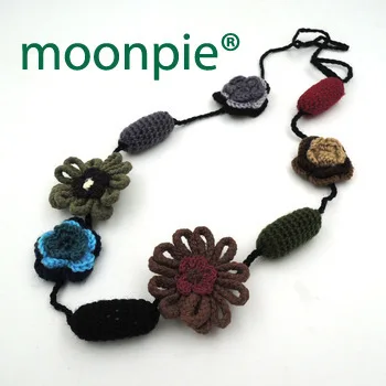Clearance Sale Blue Blossom crochet flower nursing necklace, Late Autumn soft light necklace handmade jewelry NW1963