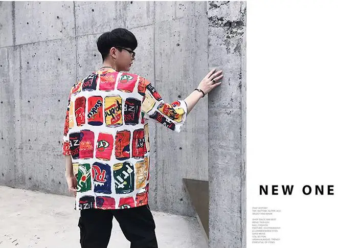 M-XL! Летние Новые Цветные банки с принтом Мужские и женские пары с коротким рукавом t tide Брендовые мужские свободные футболки с коротким