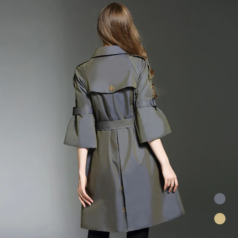 Kaki vent Outwear Royal 2018 Burdully Coupe Mode Haute Noir Femmes Mince Manteau Longue Automne Pour Qualité Nouveau Hiver Avec Tranchée bleu Ceinture 1FxHwq0vF