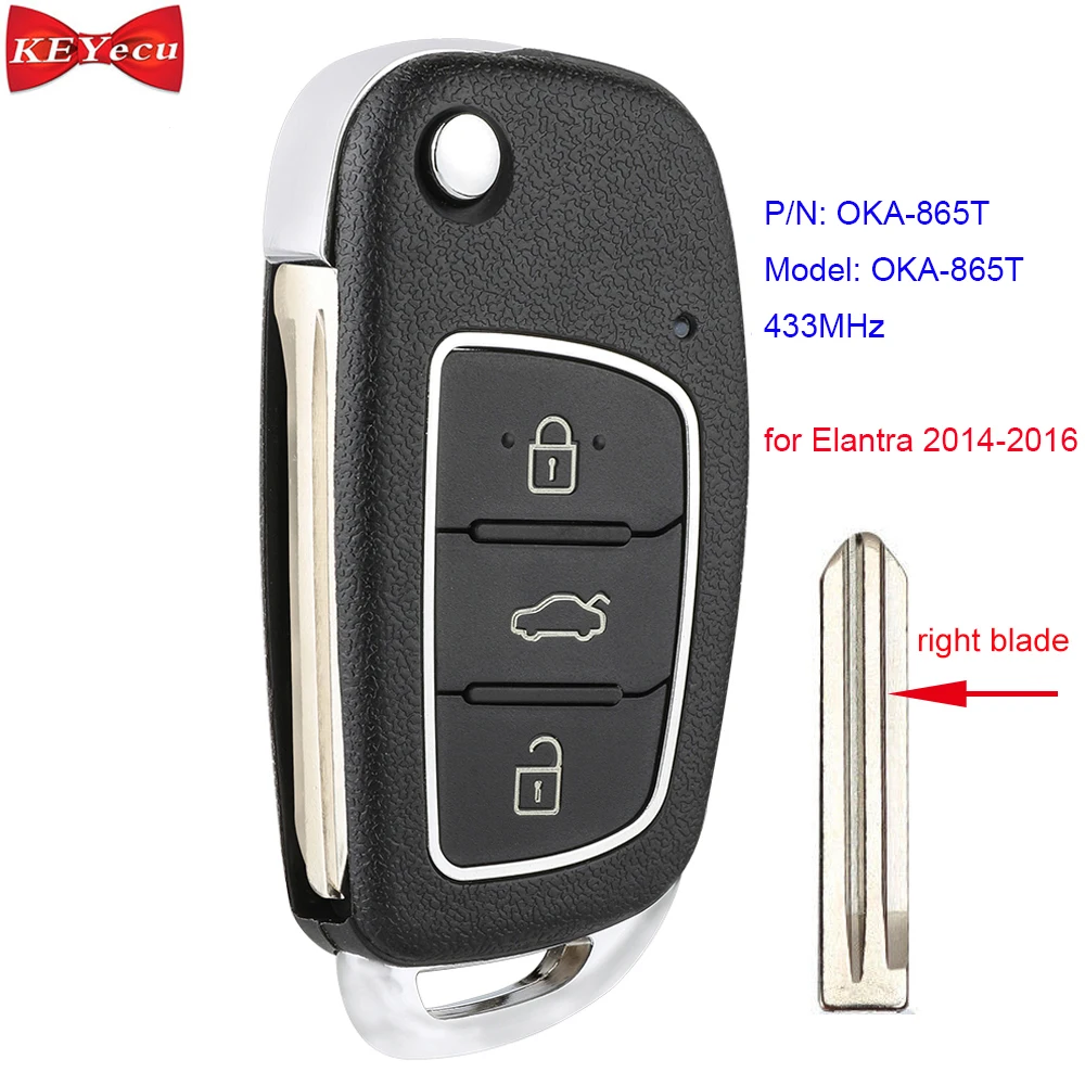 KEYECU for Hyundai Elantra 2014 2015 2016 Remote Key Fob 433MHz P/N: OKA-865T | Автомобили и мотоциклы