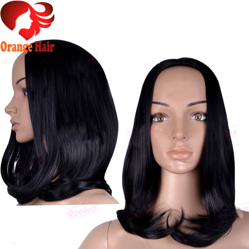 Short Bob Wavy Half Wigs Human Hair Glueless 3 4 Half Wigs