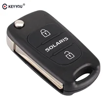 KEYYOU 3 Button Replacement Car Flip Folding Key Shell Blank Remote Fob Shell For Hyundai Solaris