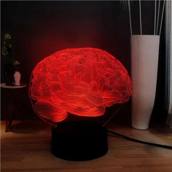 

Acrylic Panel Creative Head Brain 3D Illusion 7 Color Change LED Home Decor USB Beside Desk Mood Light Holiday Friends Fun Gift